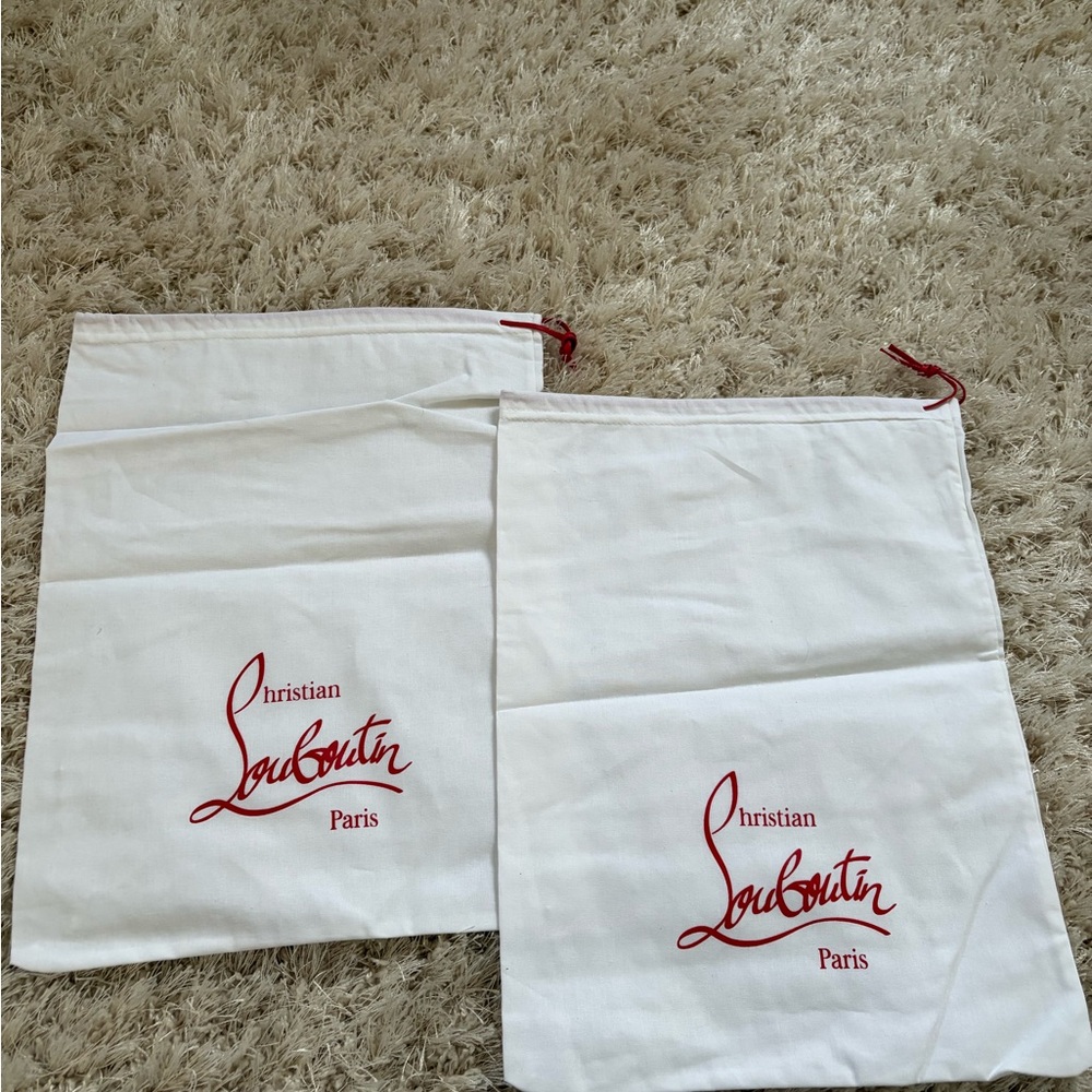 Christian Louboutin White Dust Bags with Red Logo (Pair)